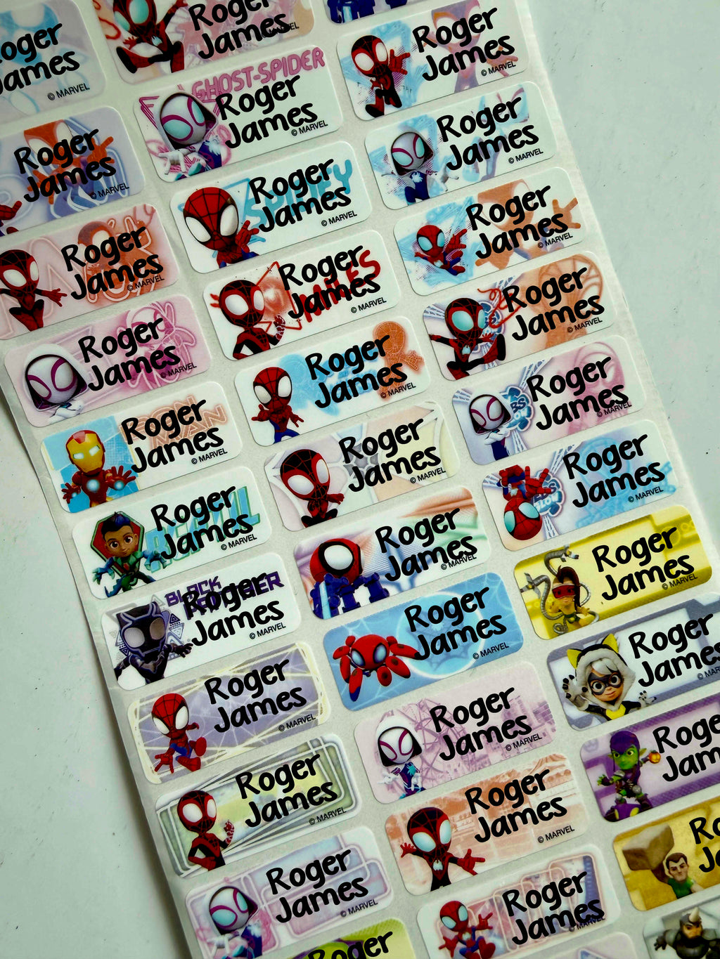 Child Spidey and friends Personalized Waterproof Name Labels