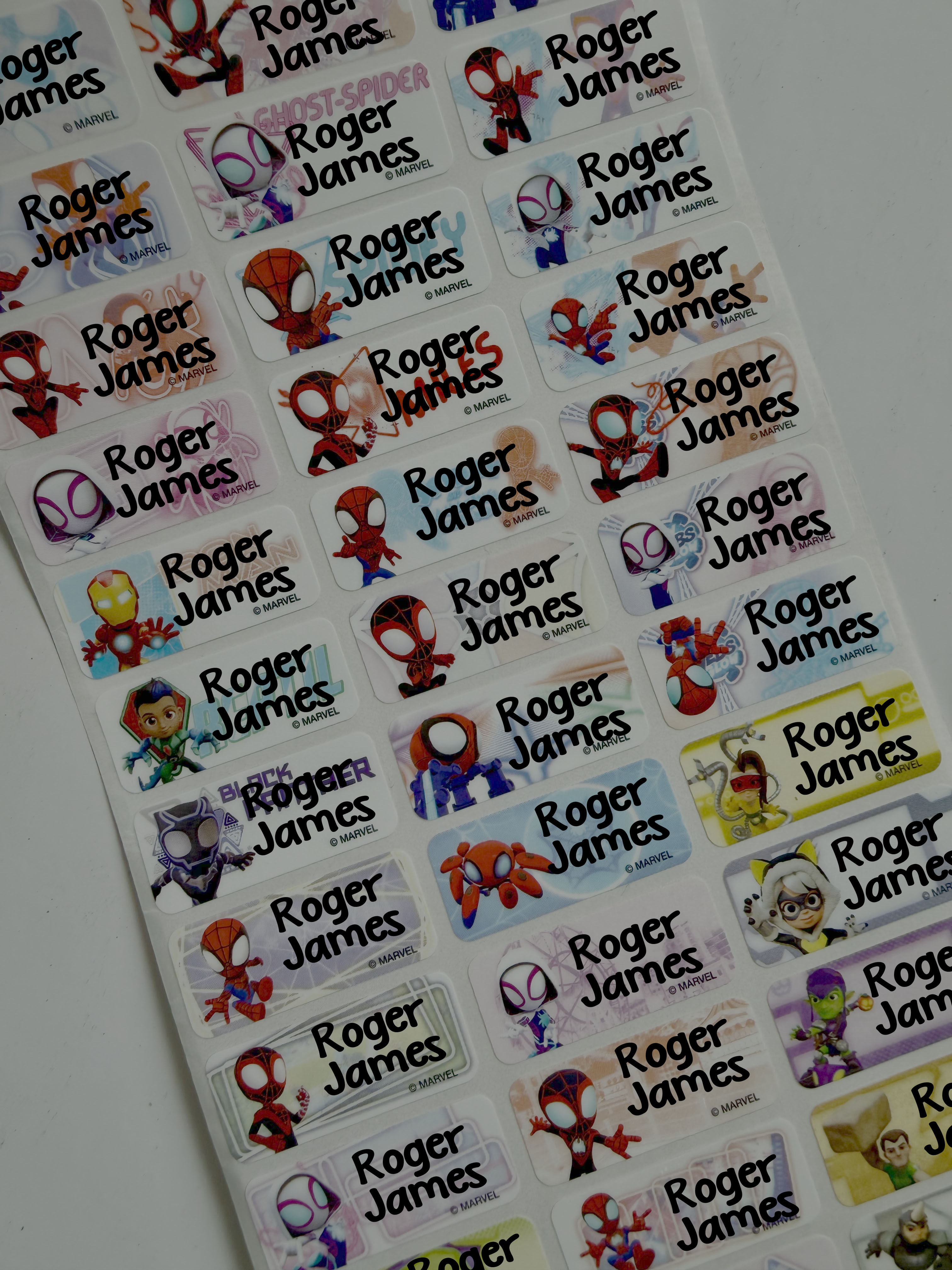 Child Spidey and friends Personalized Waterproof Name Labels