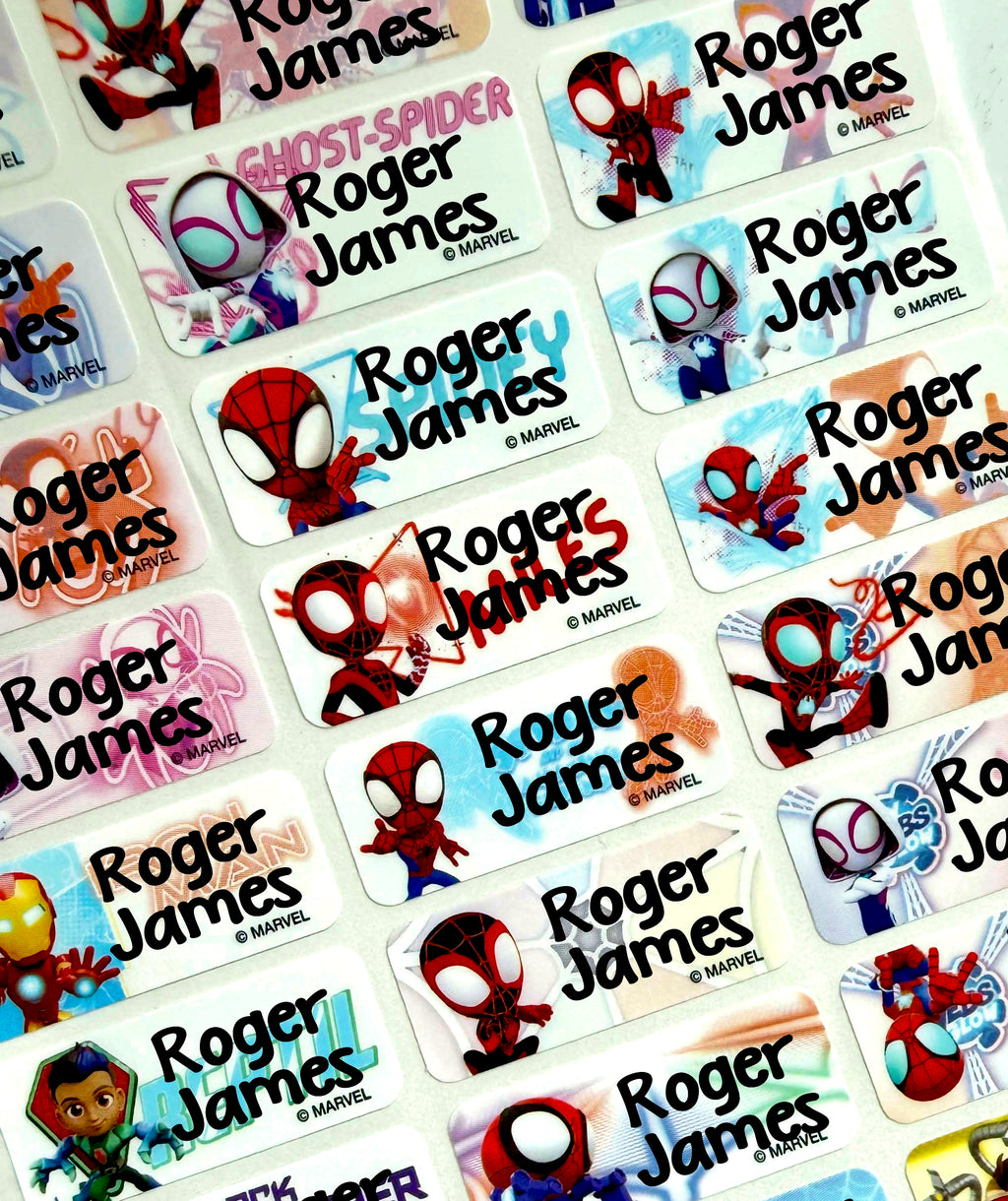 Child Spidey and friends Personalized Waterproof Name Labels
