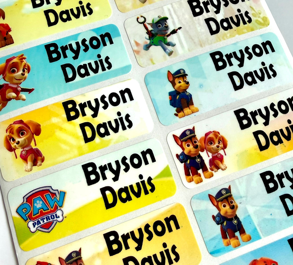 Character Paw Patrol Personalized  Kids Name Labels
