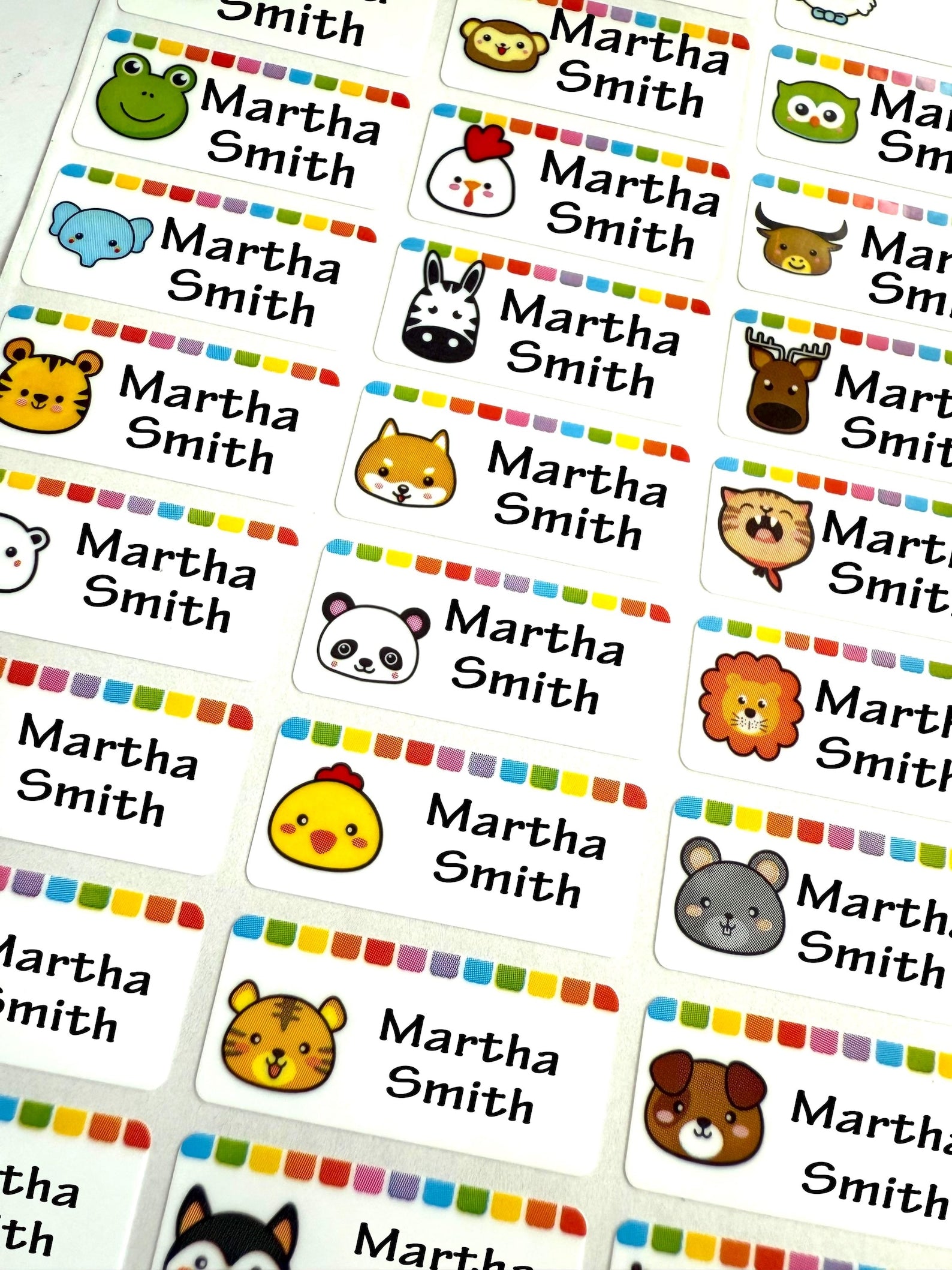 Cute Zoo Animals Personalized Waterproof daycare school Name Labels