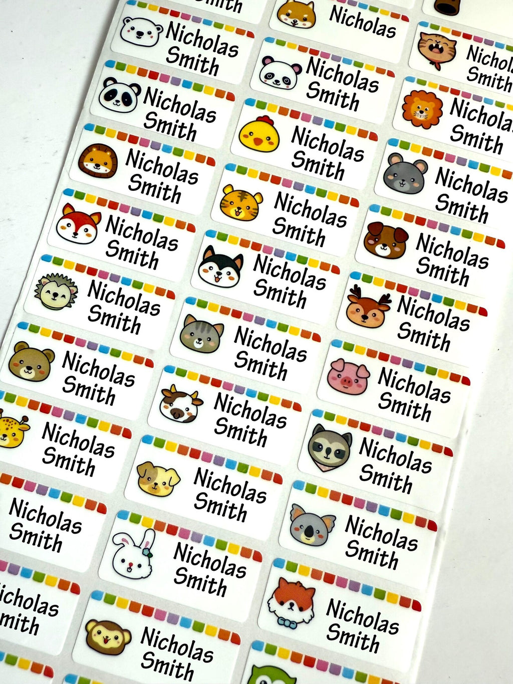 Cute Zoo Animals Personalized Waterproof daycare school Name Labels